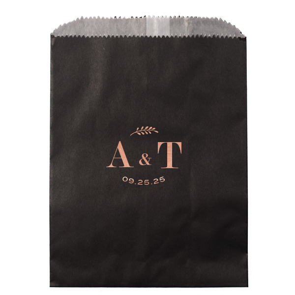 Personalized Black Gift Bag with Shiny Rose Gold Foil will add that special attention to detail that cannot be overlooked.