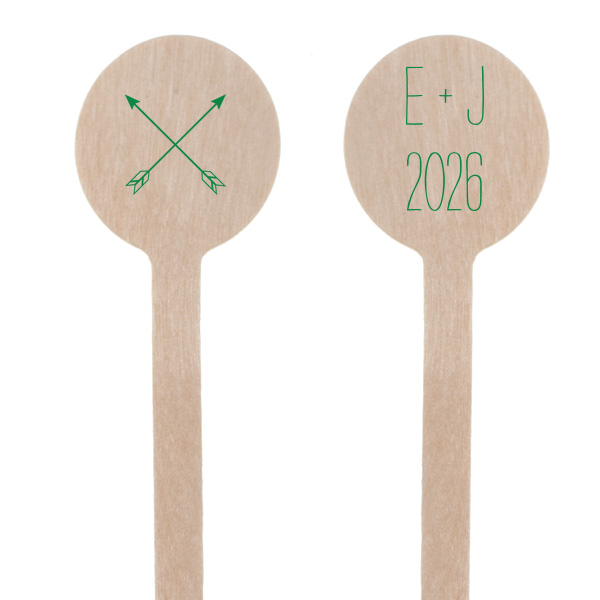 Blend your drinks with symbolism using the Arrow Monogram Stir Stick, where crossed arrows celebrate paths united. The couple's initials and event year on the flip side add a personalized mark to this emblem of conjoined destinies and shared hearts.