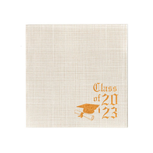 ForYourParty's personalized Black Cocktail Napkin with Shiny 18 Kt Gold Foil has a Cap and Scroll graphic and is good for use in Graduation themed parties and are a must-have for your next event—whatever the celebration!