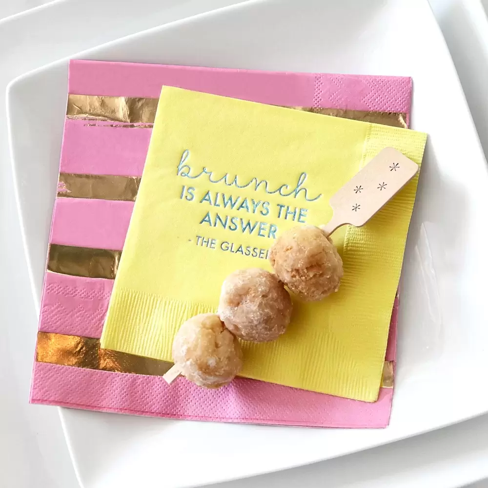 Add donuts to your wedding day with donut kabobs using custom stir sticks