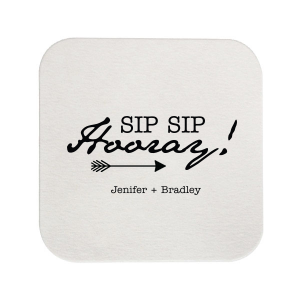 ForYourParty's elegant White Square Coaster with Satin Copper Penny Foil Color has a Right Arrow graphic and is good for use in Frames themed parties and will give your party the personalized touch every host desires.