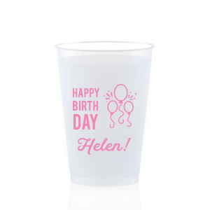 Our personalized Matte Light Coral Ink 12 oz Frosted Plastic Cup has a Balloons graphic and is good for use in Kid Birthday, and Adult Birthday themed parties and will make your guests swoon. Personalize your party's theme today.