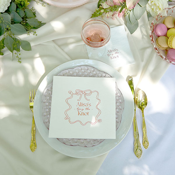 Ribbon Frame Tying the Knot Napkin 