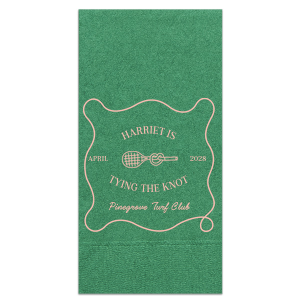 For a sporty summertime bridal shower and bachelor party you can't go wrong with the Tying The Note Tennis Napkin from our Country Club collection. The high quality napkin is available in your choice of foil stamp and napkin color to best match the vibe you're after!