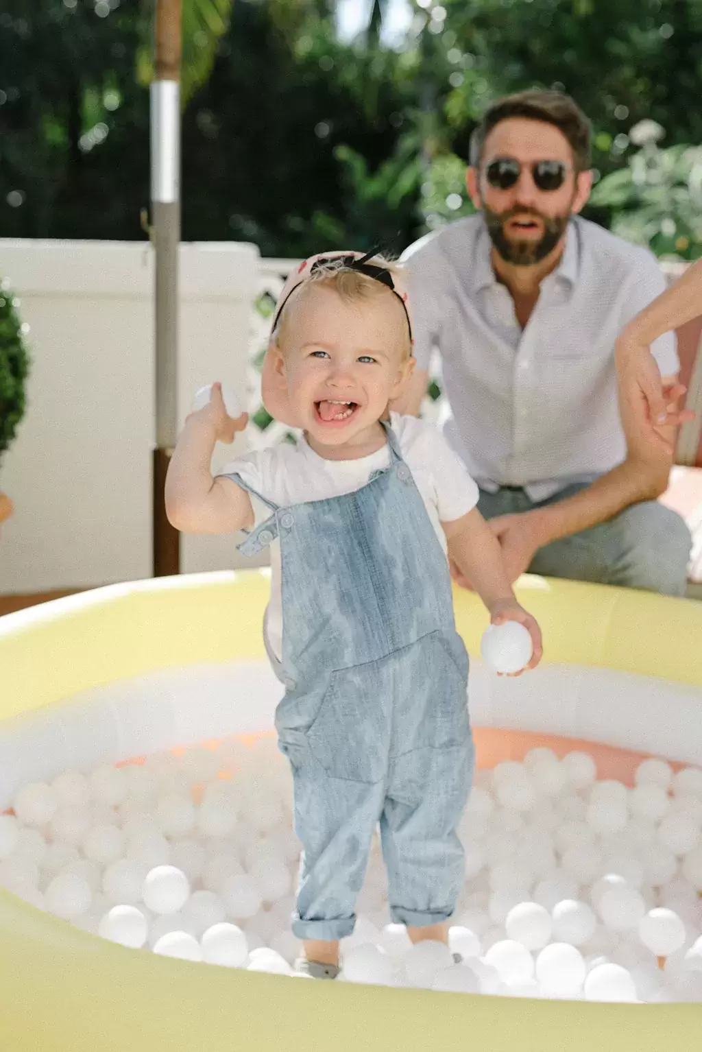 monochromatic kid's ball pit at Mama Mia inspired party