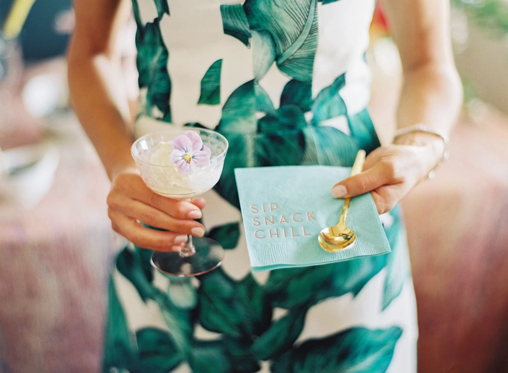 personalized cocktail napkin with nitrogen ice cream