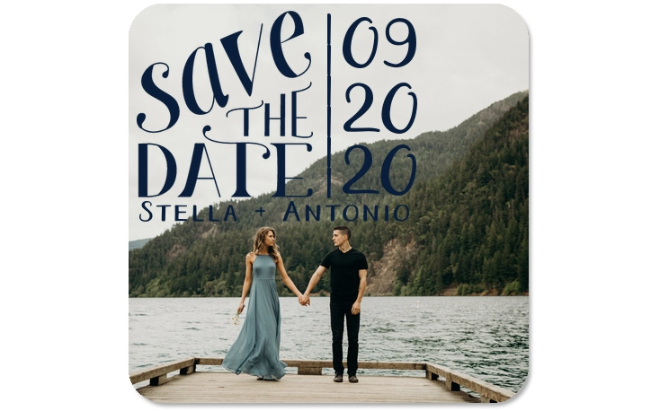 save the date wedding coaster with engagement picture