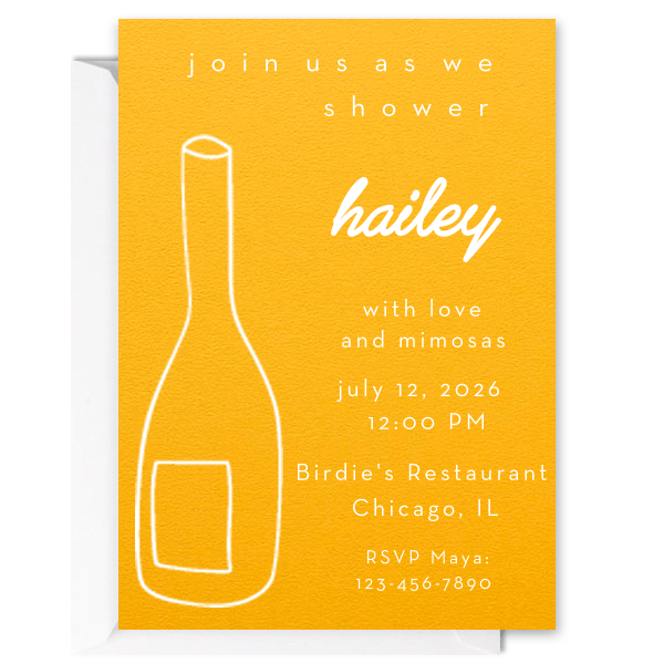 Minimal Bridal Shower Wine Bottle Invitation