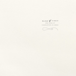 ForYourParty's elegant Lettra Pearl White 110lb Invitation Envelope with Slate Letterpress Ink has a Fancy Flourish 3 graphic and is good for use in Wedding themed parties and couldn't be more perfect. It's time to show off your impeccable taste.