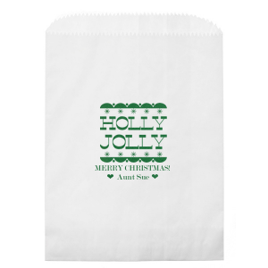 Bring home good cheers with the Holly Jolly Bag. The classic design comes in a variety of style to best fit your holiday event or function. Perfect for dinner leftovers or gift bags!