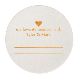 Have your wedding guests fill out their favorite memory of the couple. This unique party accessory will stand out in your guest's minds. 