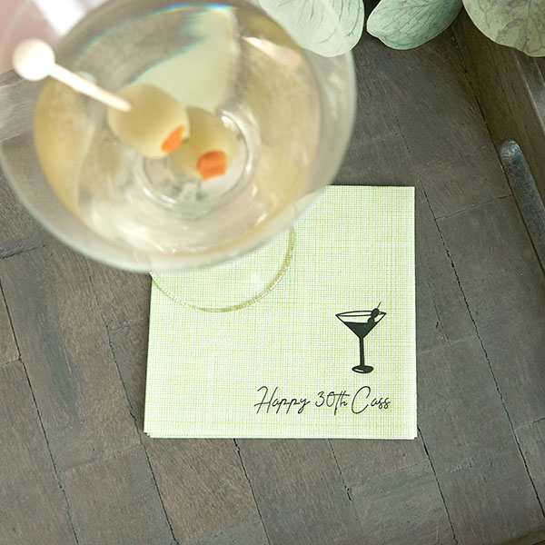 Martini Glass Script Birthday Napkin