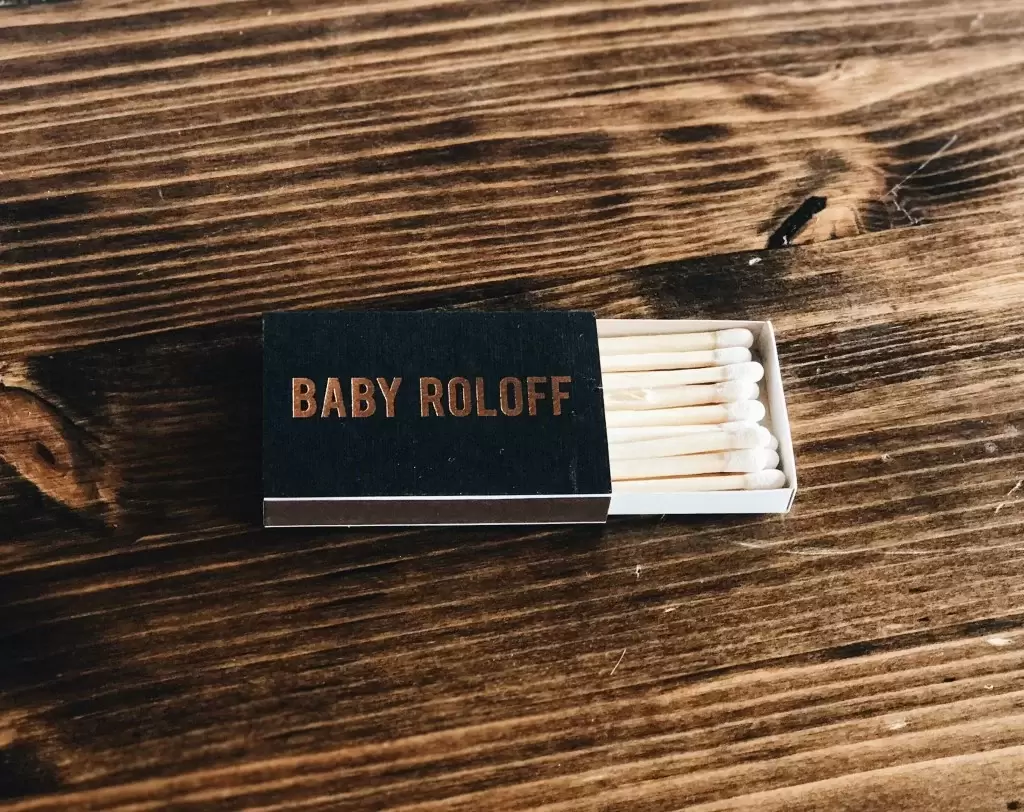 baby roloff personalized matches party favor