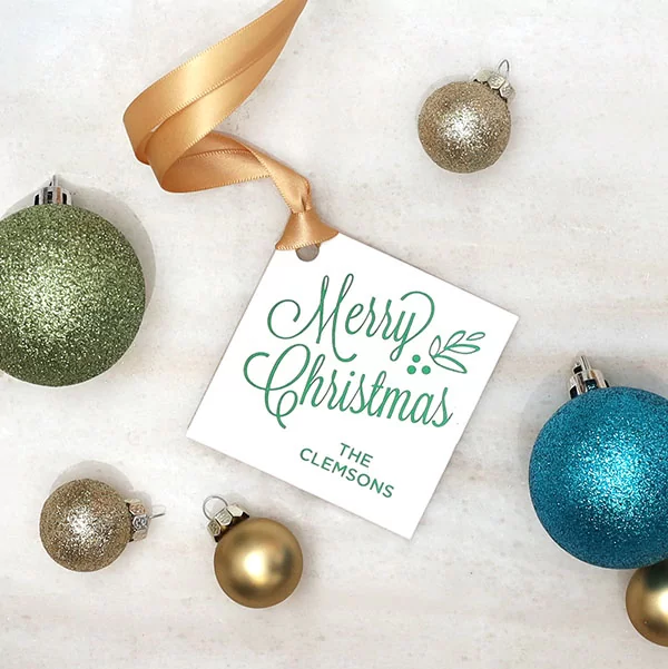 Whimsical Merry Christmas Letterpress Tag
