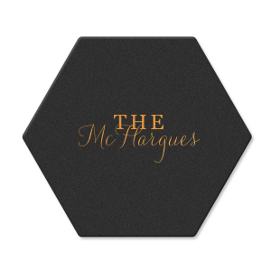 Celebrate your family name with the Last Name Coaster, featuring a bold 'THE' in all caps, followed by your surname in elegant script. A statement of unity and pride, these coasters add a personalized touch to any gathering."