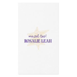 Celebrate life with the Star of David Frame Photo Napkin! The stylish design features a full color scalloped frame around a Star of David along with customizable text. Create heart felt and congratulatory messages to make your next special occasion unforgettable.