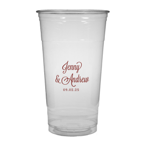 Sip in style with the Formal Names Swirly Script Cup, where elegance meets celebration. The couple's names take center stage, rendered in a beautiful script full of curls and swirls. This convivial design, completed with the event date, adds a touch of sophistication, making every drink a part of the joyous occasion.