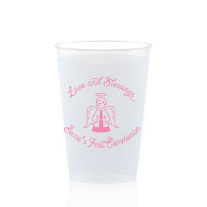 ForYourParty's chic Matte Ballet Pink Ink 12 oz Frost Flex Cup with Matte Ballet Pink Ink Cup Ink Colors has a Angel graphic and is good for use in Holiday, Christmas, Christian Symbols themed parties and can be customized to complement every last detail of your party.