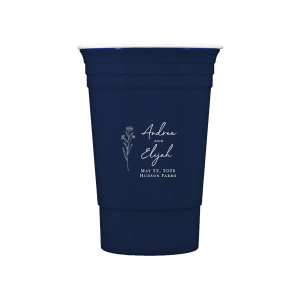 Embrace nature’s charm with the Wildflower Couple Names Wedding Cup, featuring a delicate wildflower stalk alongside the couple’s names in a simple, organic script. Perfect for celebrations that revel in the beauty of the outdoors and natural elegance, this cup subtly includes the event date and location.
