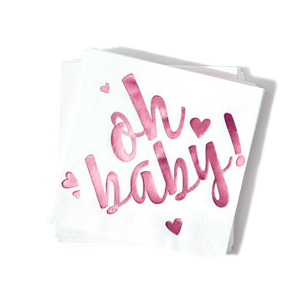 Pink Oh Baby Foil-Stamped Cocktail Napkins