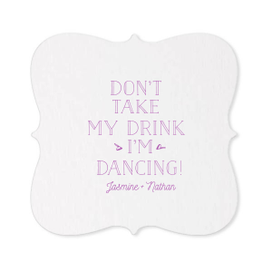 Custom Blush with Kraft back Nouveau Coaster with Satin Plum Foil Color will look fabulous with your unique touch. Your guests will agree!
