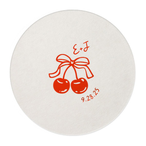 Cherry Bow Initials Coaster