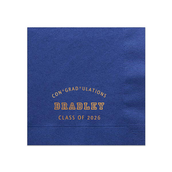 Our custom Light Navy Cocktail Napkin with Shiny Copper Foil can be customized to complement every last detail of your party.