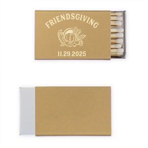 Celebrate with those closest in your life with the Friendsgiving Cornucopia Match. Show your chosen family and friends how much they mean to you with a personalized matchbook to keep the flame of community alive. The sleek and simple design is perfect for small gatherings and close-knit intimate events. 