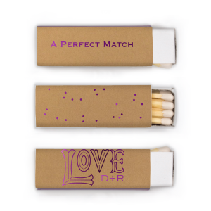 Feel the love with the LOVE Initials Matchbook. Featuring a funky and artistic "LOVE" graphic, this design radiates a groovy vibe. The couple’s initials below add a personal touch, making it perfect for celebrating big love in style.