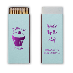 Spark birthday bliss with the Birthday Cupcake Celebration Matchbox, where a cherry-topped cupcake tempts the taste buds. Above and below, the guest of honor's details sweeten the deal, and the back's lively 'Light Up the Day!' is pure icing on the cake.