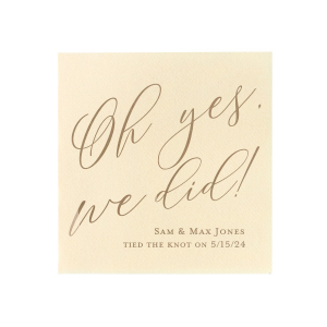 Oh yes, we did! Celebrate your wedding day with this custom cocktail napkin. 