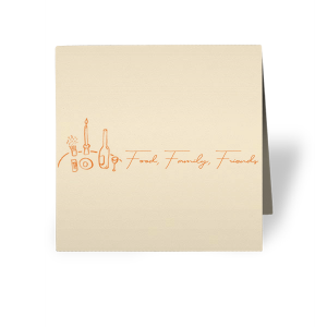 Show your guests how much their presence matters this year with the Food, Family, Friends Card. The high quality card customized with personal text is perfect for making your holiday guests feel that they have a place at the dinner table. Useful for any important party events in your life!