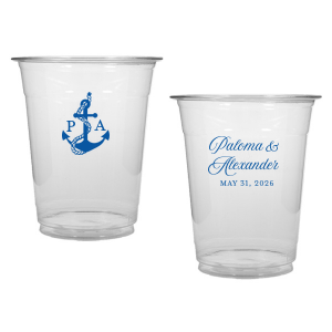 The Sailboat Nautical Nuptial Cup makes a splendid addition to toasting on the coast! Featuring a two-sided design, the anchor graphic makes for great maritime or coastal themed events. Customize the opposing side's text to convey your own heartfelt message! 