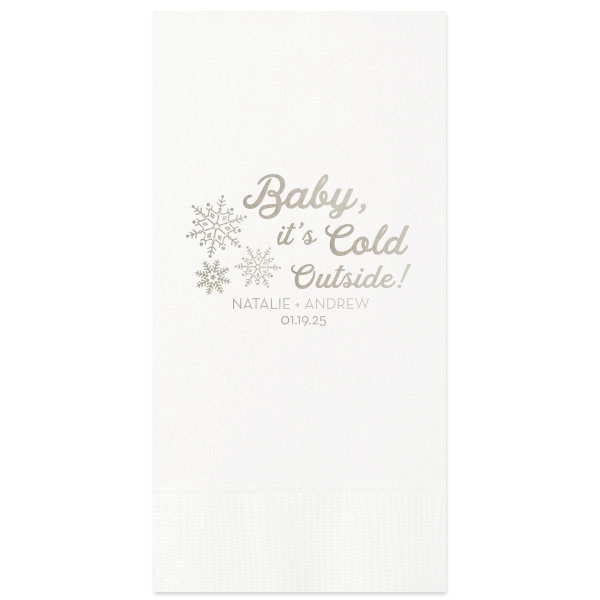 ForYourParty's elegant White Cocktail Napkin with Shiny Sterling Silver Foil has a Snowflake Cluster graphic and is good for use in Delphine, Snowy, Winter, Holiday themed parties and couldn't be more perfect. It's time to show off your impeccable taste.