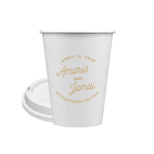 Capture every toast-worthy moment with the Modern Script Name Paper Cup! This design frames the newlyweds' names, with their wedding date arched above and a personalized hashtag below. Perfect for adding a touch of elegance and modern flair to your celebration sips!