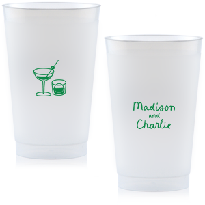 Add a splash of fun with the Cocktail Hour Couples Cup. Featuring text personalized to your name in the screen print ink color of your choice, the popular design is perfect for anniversaries, retirements and engagements!