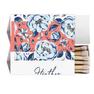 Our custom White Square Custom Photo Matchbox with Matte Light Coral Ink Digital Print Colors and Matte Navy Ink Digital Print Colors will make your guests swoon. Personalize your party's theme today.