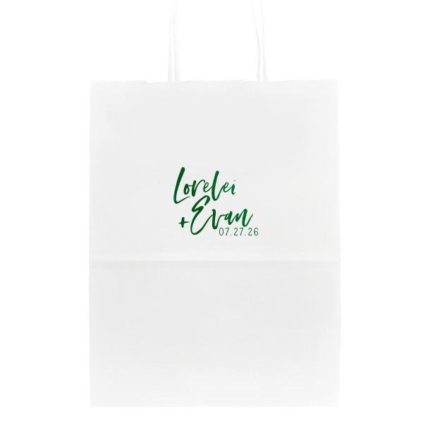 Our beautiful custom White Party Bag with Shiny Leaf Foil couldn't be more perfect. It's time to show off your impeccable taste.
