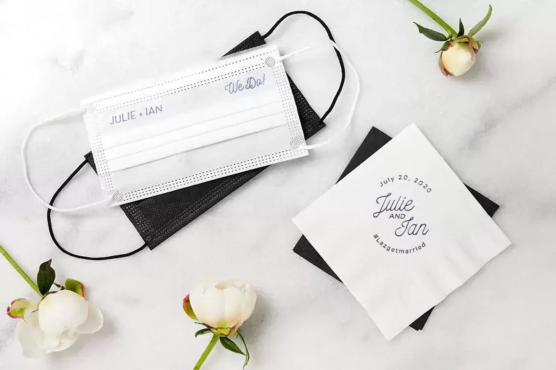 Personalized Ear-looped Face Masks are 2020's Most Essential Wedding Favor