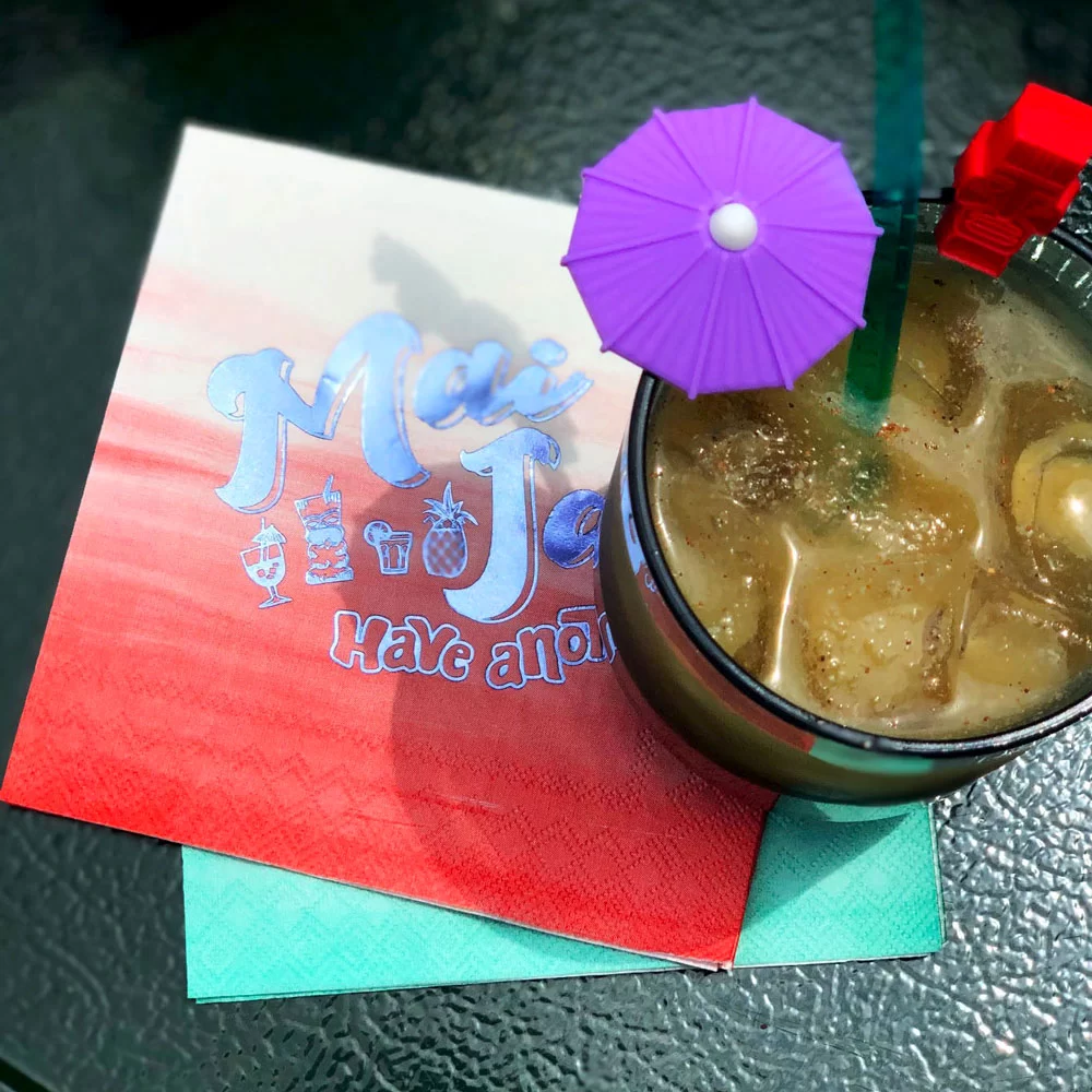 tiki themed bachelorette party ombre napkins