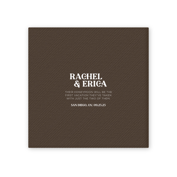 Custom Bronze Cocktail Napkin with Matte White Foil can be personalized to match your party's exact theme and tempo.