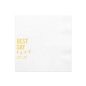 Our beautiful custom White Linen Like Luncheon Napkin with Shiny 18 Kt Gold Foil can be personalized to match your party's exact theme and tempo.
