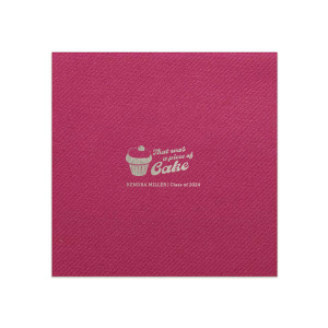 Add a sweet touch to the graduation festivities with the Piece of Cake Graduation Napkin, featuring a delightful cupcake graphic and the playful phrase "That was a piece of cake," along with the graduate's name and year. A lighthearted nod to their accomplished journey.