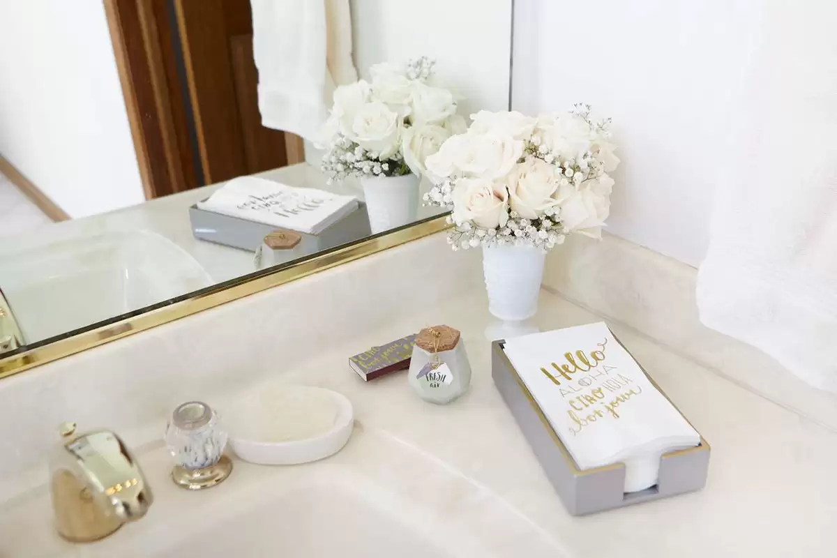 designer curated "hello" powder room gift set