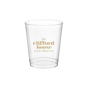 Personalized Clear Plastic Cup with Gold Ink Cup Ink Colors will impress guests like no other. Make this party unforgettable.