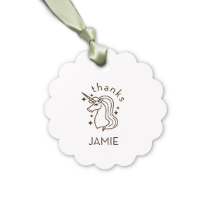 Our beautiful custom Poptone Ballet Pink Heart Gift Tag with Shiny Rose Quartz Foil Color has a Unicorn 2 graphic and is good for use in Kid Birthday, Animal and Magical themed parties and will give your party the personalized touch every host desires.