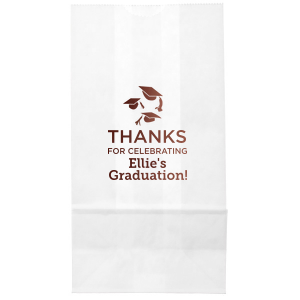Cap off the celebration with the Thanks Graduation Bag, tossing up mortarboards in jubilation. Personalize with the grad's name for a festive thank-you to guests who’ve shared in this pivotal milestone of academic achievement.