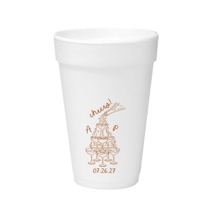 Enjoy a new spin on our classic design with the Champagne Tower Initials Cup. Featuring the initials of the couple alongside a fabulous champagne tower, the sleek cup can be personalized in your choice of ink colors to make it unique as yourself!