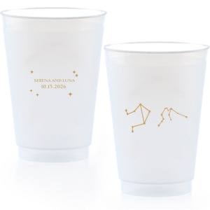 See the stars align with the Written in the Stars Cup. Featuring the astrological signs of Aquarius and Libra as snazzy graphics, this star dazzled cup is well suited for Zodiac themed parties, ensuring everyone's horoscopes is set for a good time.