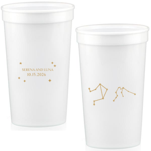 See the stars align with the Written in the Stars Cup. Featuring the astrological signs of Aquarius and Libra as snazzy graphics, this star dazzled cup is well suited for Zodiac themed parties, ensuring everyone's horoscopes is set for a good time.